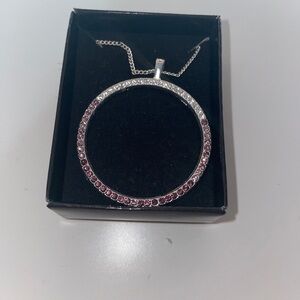 NOB Vintage SHB Circle Necklace Silver Plated Stones Vintage Jewelry Women’s